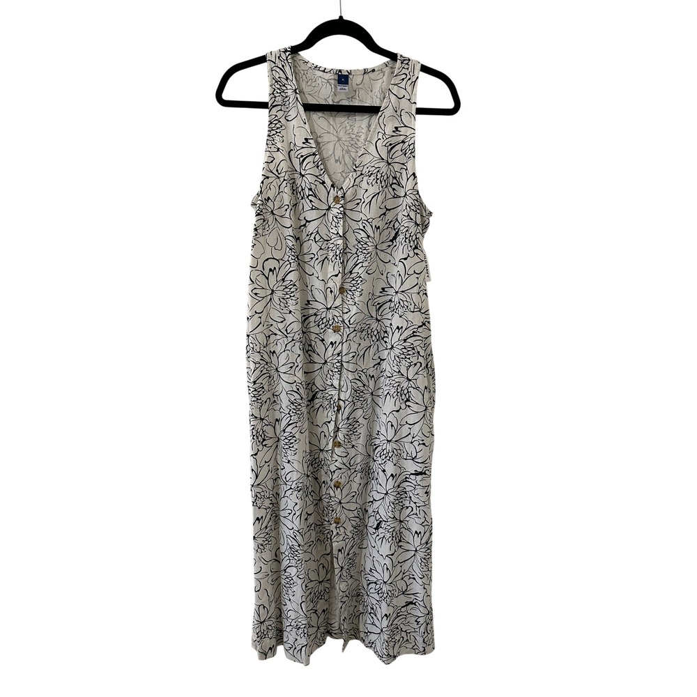 Old Navy Womens Floral Linen Blend Button Front Midi Dress M Travel Resort
